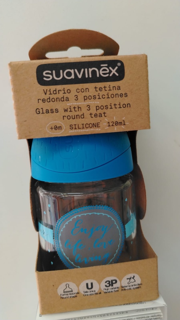 BIBERON SUAVINEX 120ML 3 POSICIONES VIDRIO