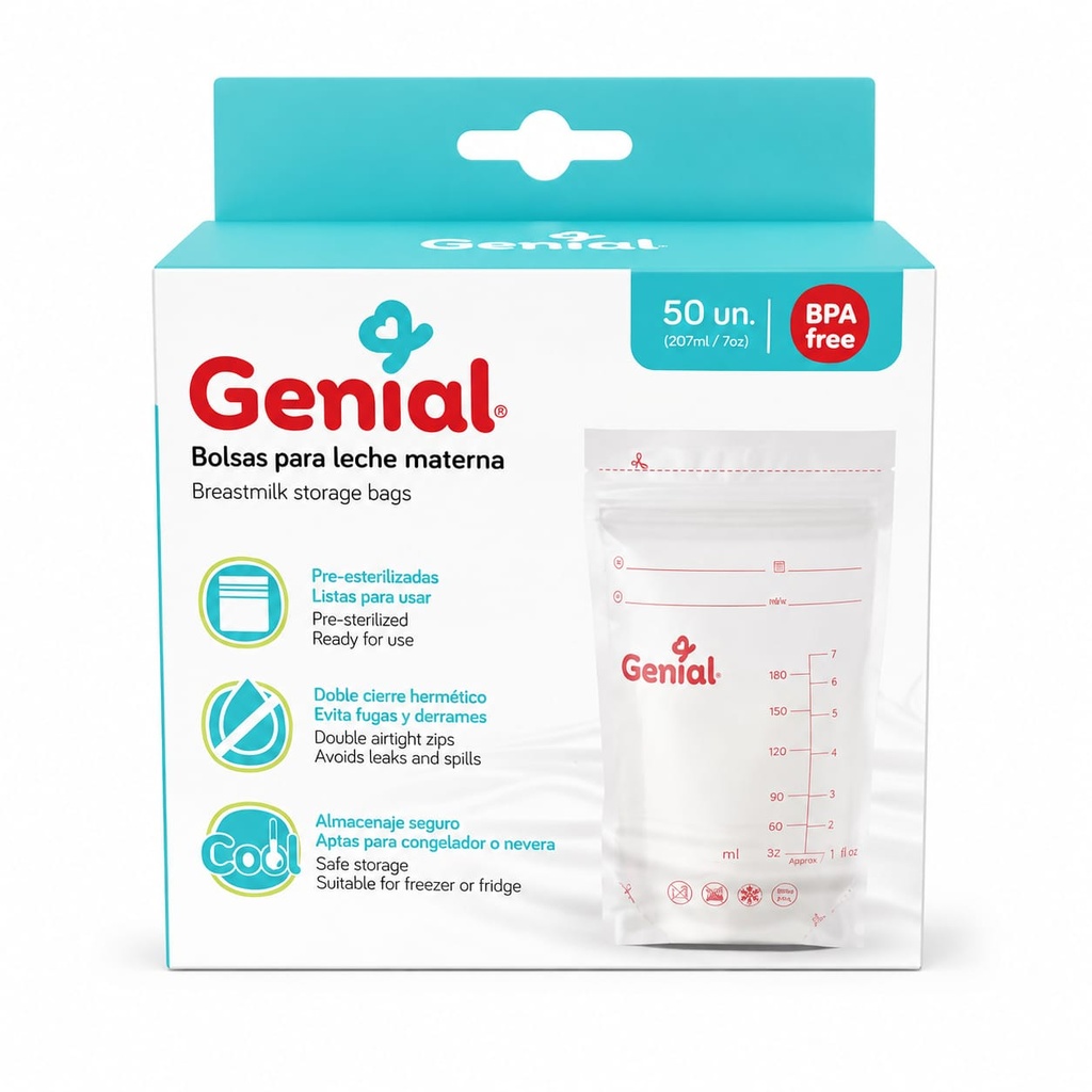 BOLSA DE LECHE GENIAL 7OZ  50 UN.
