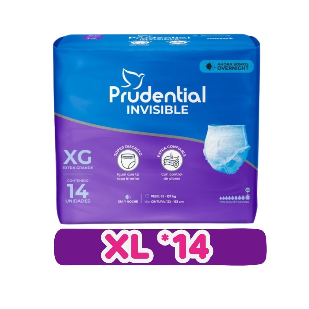 PAÑAL ADULTO PRUDENTIAL INVISIBLE XL 14