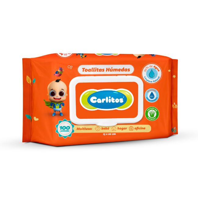 TOALLA HUMEDA CARLITOS ALOE Y VITAMINA E100
