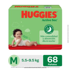 HUGGIES ACTIVE SEC M 68