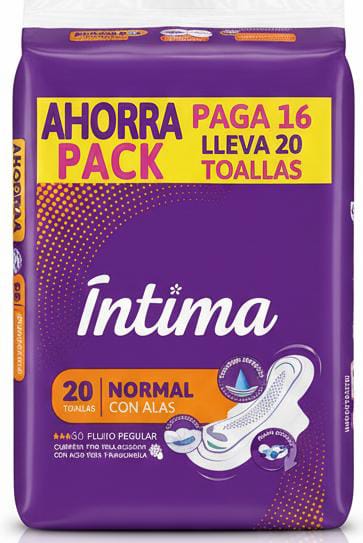 TOALLA FEMENINA INTIMAS NORMAL 20