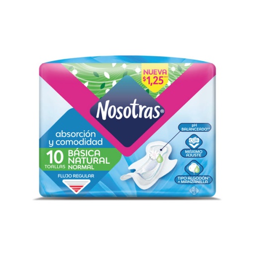 TOALLA FEMENINA NOSOTRAS BASICA ALAS 10UN