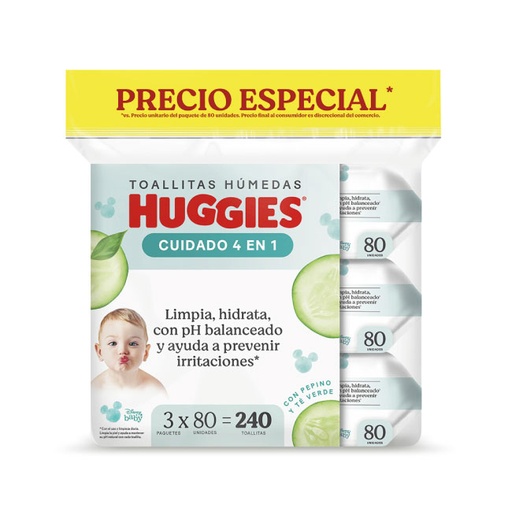 TOALLA HUMEDA HUGGIES ONE DONE 240